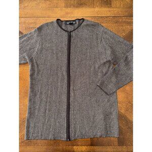 Linda Allard Ellen Tracy Petite Brown Wool Silk Blend Herringbone Sweater LP